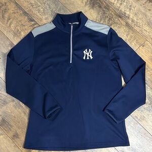 GENUINE MERCHANDISE MLB New York Yankees Navy Quarter-Zip Pullover, Size L, EUC